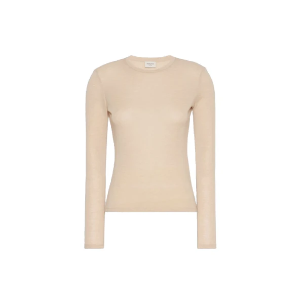 Max Mara Patto Wool and Silk Jersey T-Shirt in Beige | T-shirts | Coveti