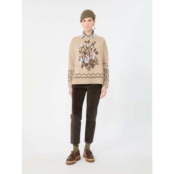 Max Mara Pavidi Wool Jacquard Jumper in Sand | Sweaters | Coveti