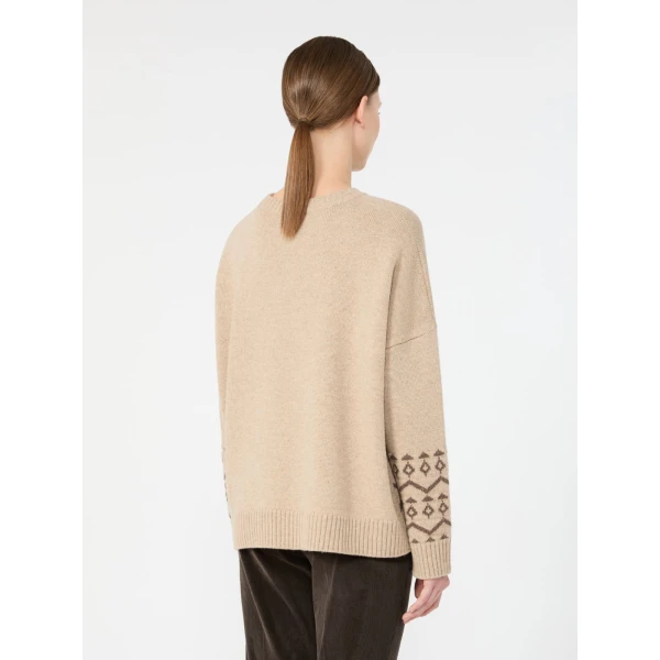 Max Mara Pavidi Wool Jacquard Jumper in Sand | Sweaters | Coveti