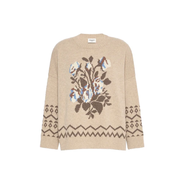Max Mara Pavidi Wool Jacquard Jumper in Sand | Sweaters | Coveti