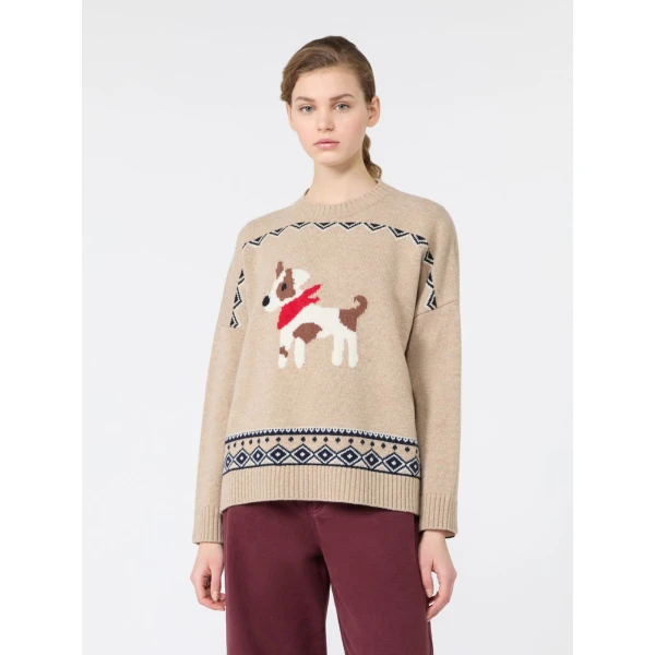Max Mara Pavidi Wool Jacquard Jumper in Sand Style 2 | Sweaters | Coveti