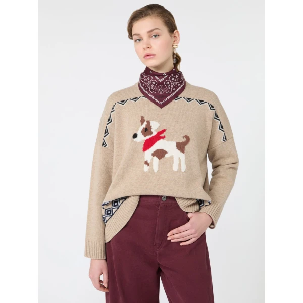 Max Mara Pavidi Wool Jacquard Jumper in Sand Style 2 | Sweaters | Coveti