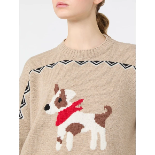 Max Mara Pavidi Wool Jacquard Jumper in Sand Style 2 | Sweaters | Coveti