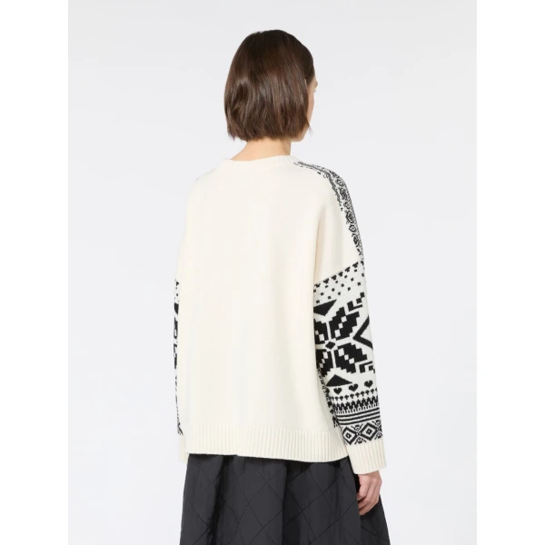 Max Mara Pavidi Wool Jacquard Jumper in White | Sweaters | Coveti