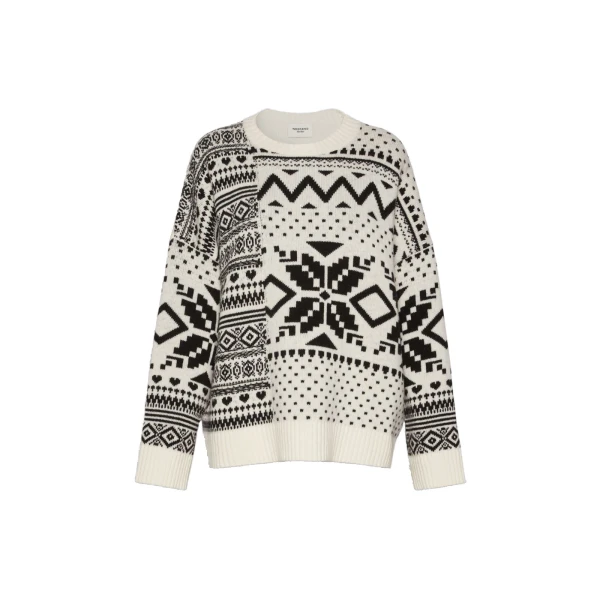 Max Mara Pavidi Wool Jacquard Jumper in White | Sweaters | Coveti