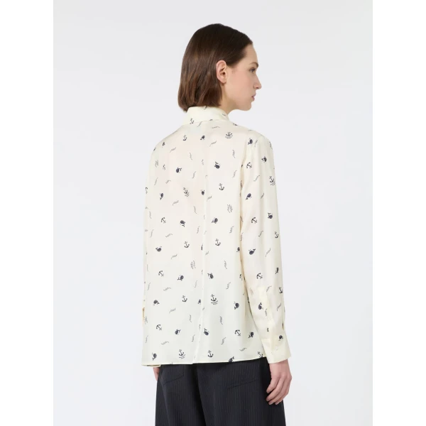Max Mara Pavido Printed Silk Shirt in Ivory | Shirts | Coveti