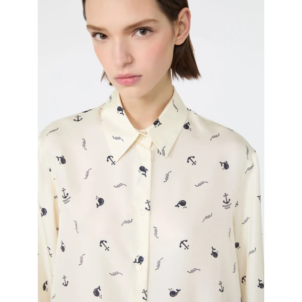Max Mara Pavido Printed Silk Shirt in Ivory | Shirts | Coveti