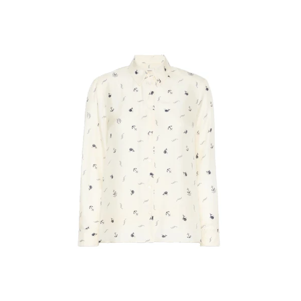 Max Mara Pavido Printed Silk Shirt in Ivory | Shirts | Coveti