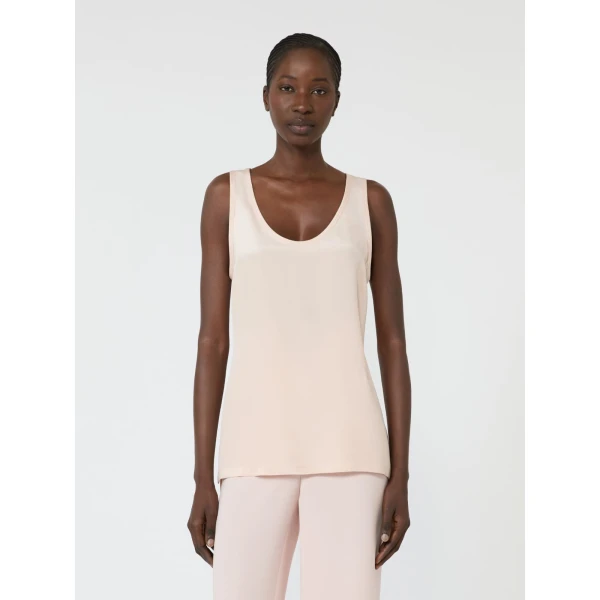 Max Mara Pavido Silk Crepe de Chine Top in Pink | Blouse | Coveti