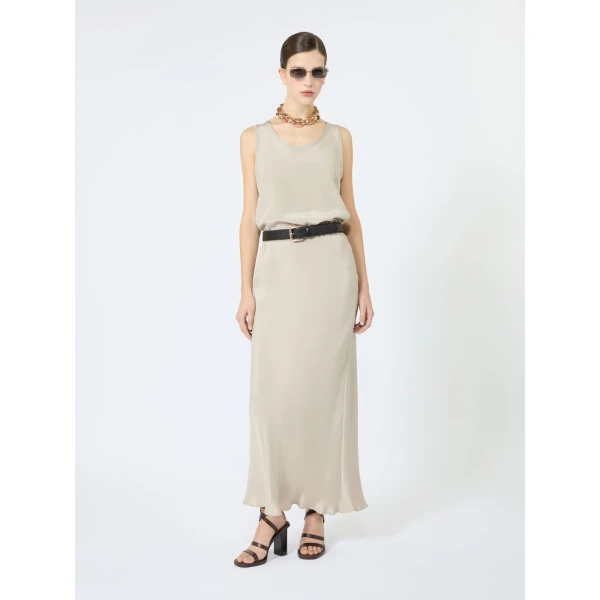 Max Mara Pavido Silk Crepe de Chine Top in Stone Grey | Blouse | Coveti