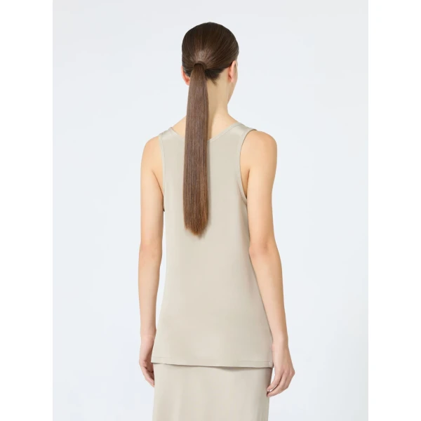 Max Mara Pavido Silk Crepe de Chine Top in Stone Grey | Blouse | Coveti
