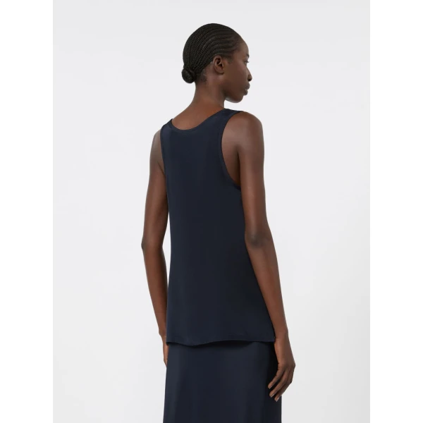 Max Mara Pavido Silk Crepe de Chine Top in Ultramarine | Blouse | Coveti