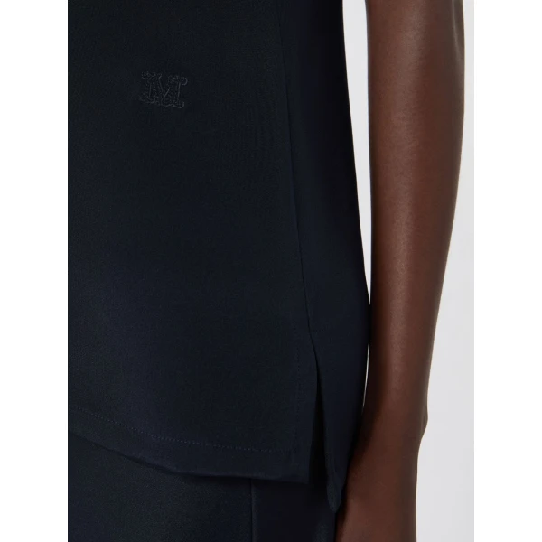 Max Mara Pavido Silk Crepe de Chine Top in Ultramarine | Blouse | Coveti