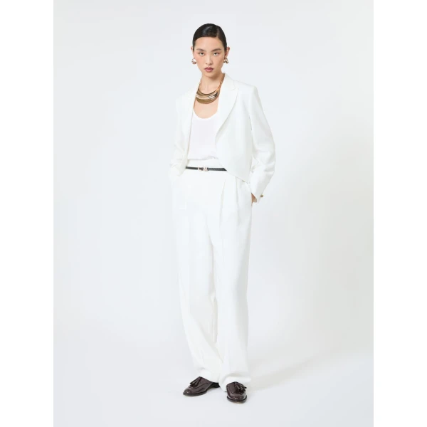 Max Mara Pavido Silk Crepe de Chine Top in White | Blouse | Coveti