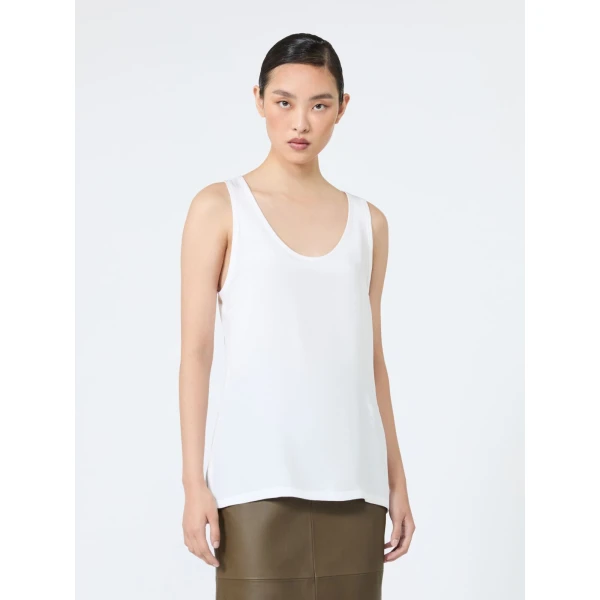 Max Mara Pavido Silk Crepe de Chine Top in White | Blouse | Coveti