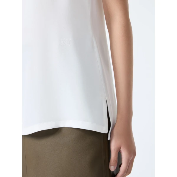 Max Mara Pavido Silk Crepe de Chine Top in White | Blouse | Coveti