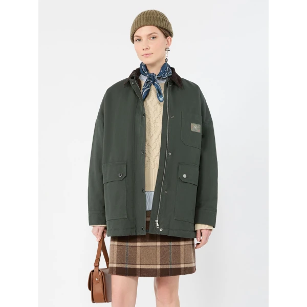 Max Mara Pecora Cotton Canvas Workwear Jacket in Dark Green | Jackets | Coveti