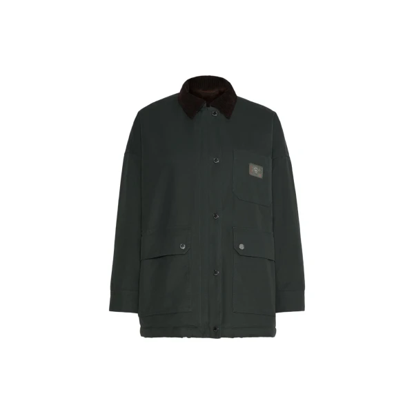 Max Mara Pecora Cotton Canvas Workwear Jacket in Dark Green | Jackets | Coveti