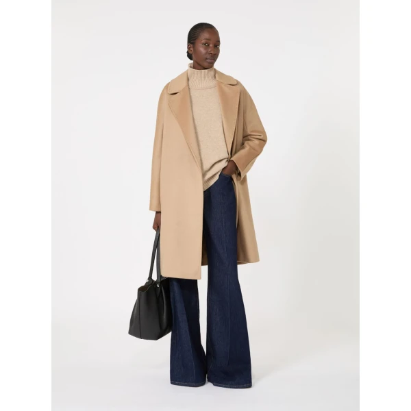 Max Mara Pedale Wool Wrap Coat in Camel | Wool Coat | Coveti