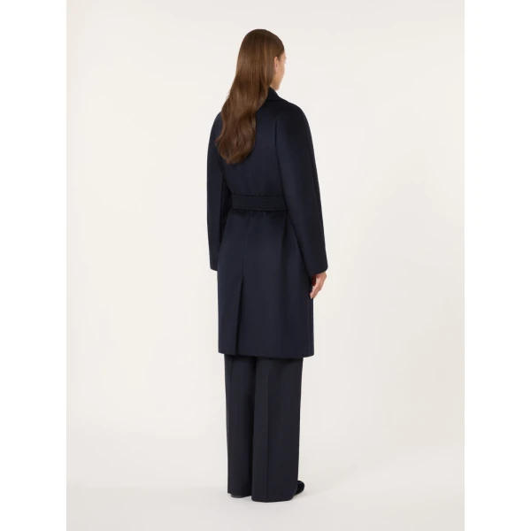 Max Mara Pedale Wool Wrap Coat in Navy | Wool Coat | Coveti