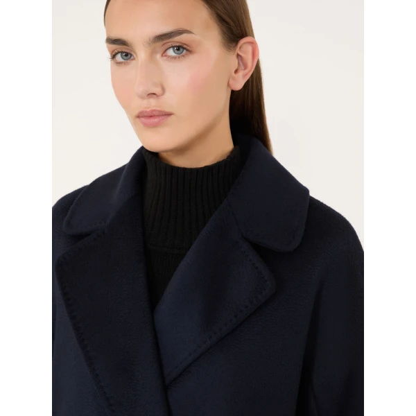 Max Mara Pedale Wool Wrap Coat in Navy | Wool Coat | Coveti