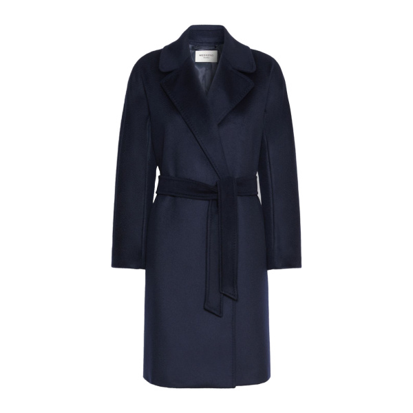 Max Mara Pedale Wool Wrap Coat in Navy | Wool Coat | Coveti