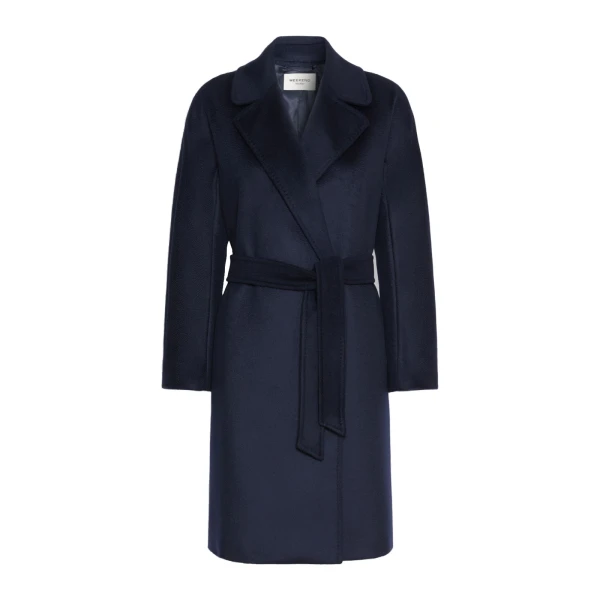 Max Mara Pedale Wool Wrap Coat in Navy | Wool Coat | Coveti