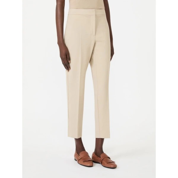 Max Mara Pegno Viscose Jersey Trousers in Stone Grey | Tailored pants | Coveti