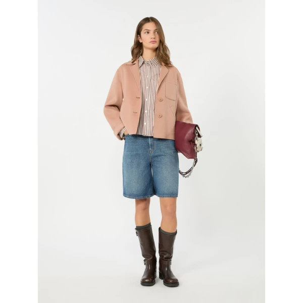 Max Mara Pelota Double Wool Cropped Jacket in Antique Rose | Blazers | Coveti