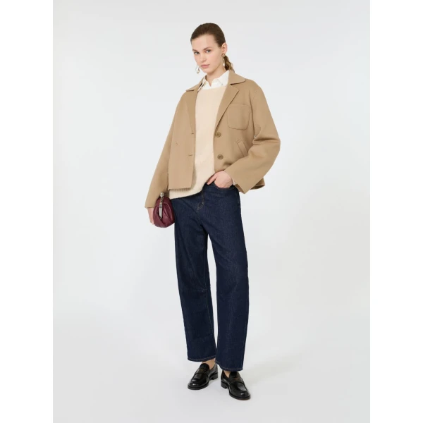 Max Mara Pelota Double Wool Cropped Jacket in Camel | Blazers | Coveti