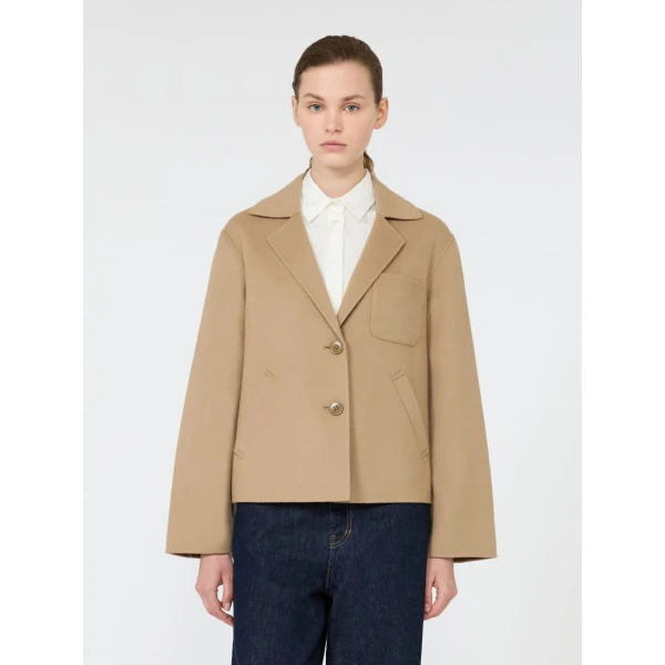 Max Mara Pelota Double Wool Cropped Jacket in Camel | Blazers | Coveti