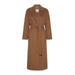 Max Mara Penelope Long Wool Drap Wrap Coat in Hazelnut Brown | Wool Coat | Coveti