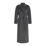 Max Mara Peonie Long Double Wool Wrap Coat in Dark Grey | Wool Coat | Coveti