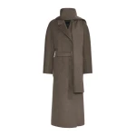 Max Mara Peonie Long Double Wool Wrap Coat in Medium Grey | Wool Coat | Coveti