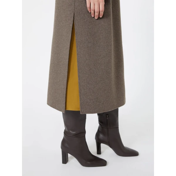 Max Mara Peonie Long Double Wool Wrap Coat in Medium Grey | Wool Coat | Coveti