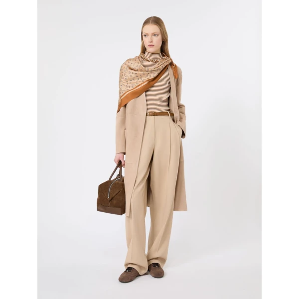 Max Mara Pepato Sleeveless Viscose Crepe Polo-Neck in Caramel | Turtlenecks | Coveti