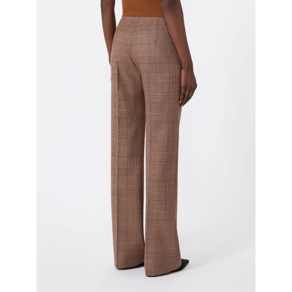 Max Mara Pepato Slim Patterned Wool Grisaille Trousers in Camel | Tailored pants | Coveti