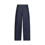 Max Mara Peplo Cotton Denim Barrel-Leg Trousers in Midnight Blue | Denim | Coveti