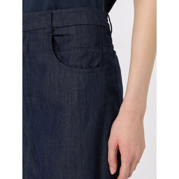 Max Mara Peplo Cotton Denim Barrel-Leg Trousers in Midnight Blue | Denim | Coveti