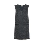 Max Mara Pera Sleeveless Boucle Jersey Mini Dress in Dark Grey | Mini Dresses | Coveti