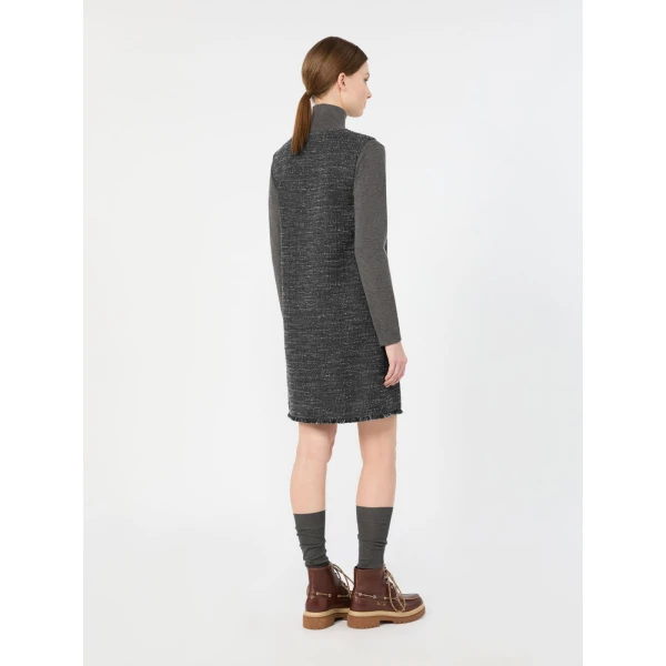 Max Mara Pera Sleeveless Boucle Jersey Mini Dress in Dark Grey | Mini Dresses | Coveti