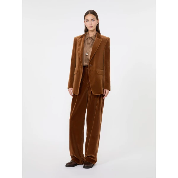 Max Mara Pera Velvet Blazer in Tobacco | Blazers | Coveti