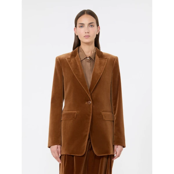 Max Mara Pera Velvet Blazer in Tobacco | Blazers | Coveti