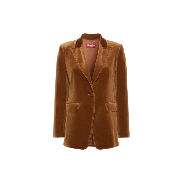 Max Mara Pera Velvet Blazer in Tobacco | Blazers | Coveti
