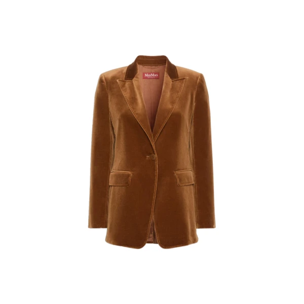 Max Mara Pera Velvet Blazer in Tobacco | Blazers | Coveti