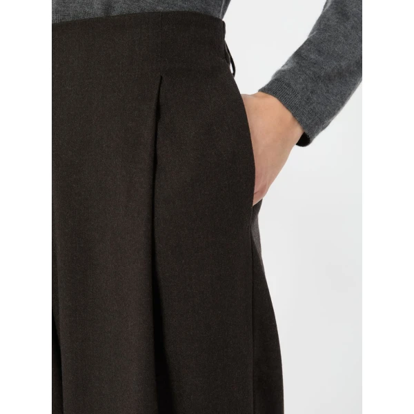 Max Mara Pergola Wool Flannel Trousers in Dark Brown | Wide leg pants | Coveti