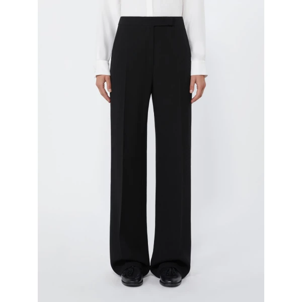 Max Mara Periodi Wool Cady Palazzo Trousers in Black | Wide leg pants | Coveti