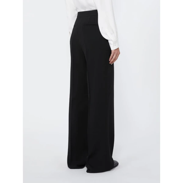 Max Mara Periodi Wool Cady Palazzo Trousers in Black | Wide leg pants | Coveti
