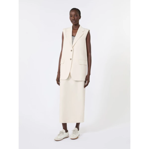 Max Mara Perle Milano Knit Jersey Maxi Skirt in Ivory | Maxi Skirts | Coveti