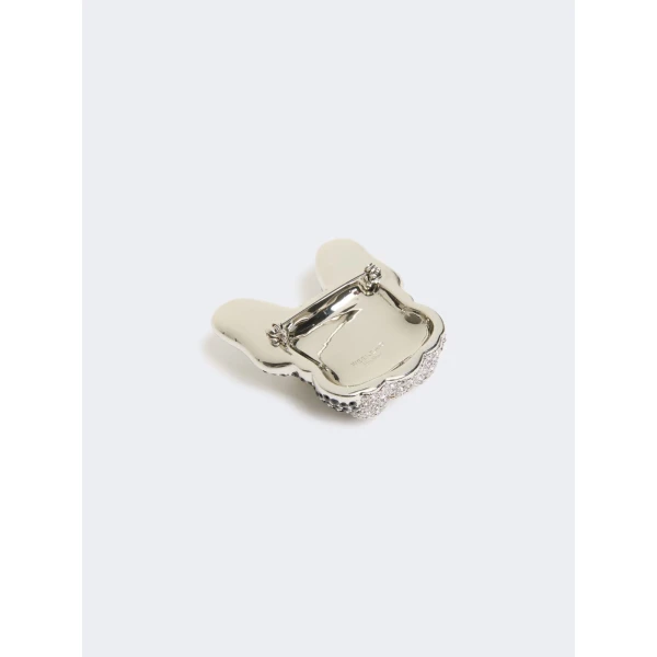 Max Mara Perle Rhinestone Metal Brooch in Black | Brooches & Pins | Coveti
